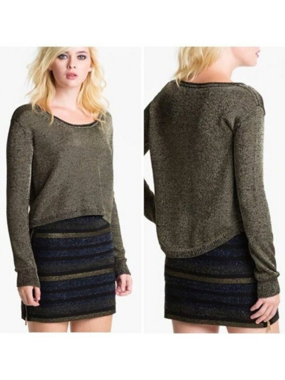 Rebecca Minkoff Twiggy Skirt Mini Multi Black Gold Navy Metallic Zipper NWT